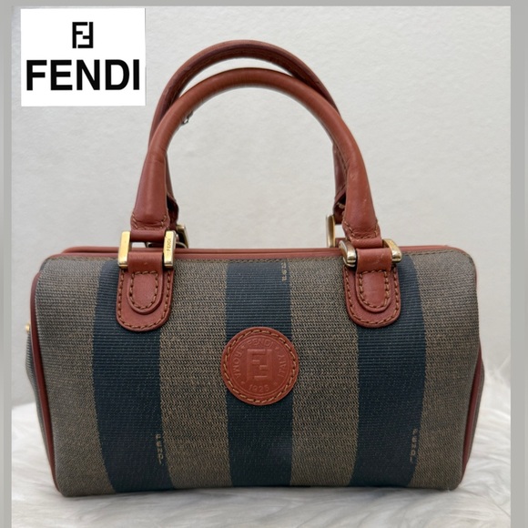 Fendi Handbags - FENDI Vintage Pequin Mini Boston Handbag